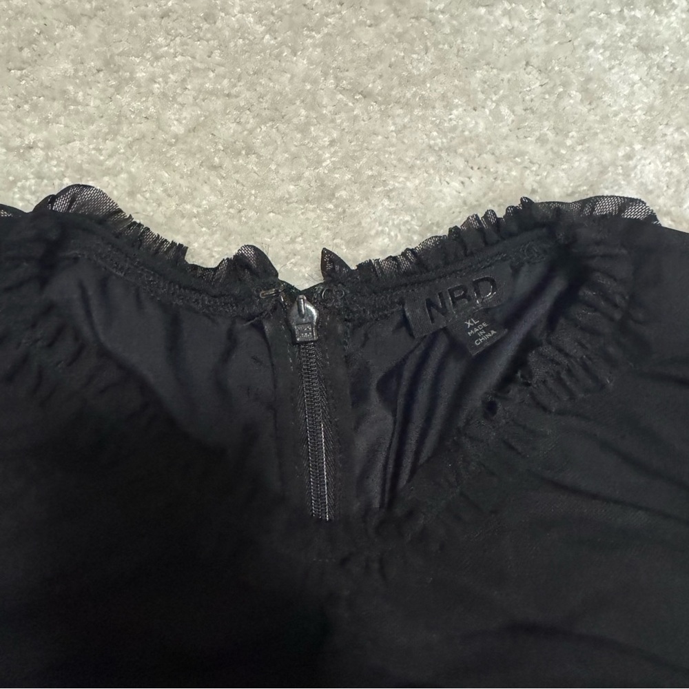 NBD REVOLVE Ruched Long Sleeve Mesh Cocktail Formal Mini Black Dress - x large - Picture 5 of 7